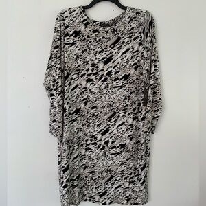 VINCE CAMUTO 2X Lined Back Closure Long Sleeve Dress Brown Multi NWT